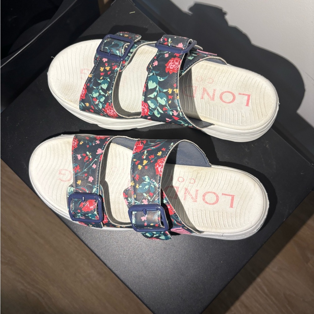 London Fog Floral Platform Sandals Size 8.5